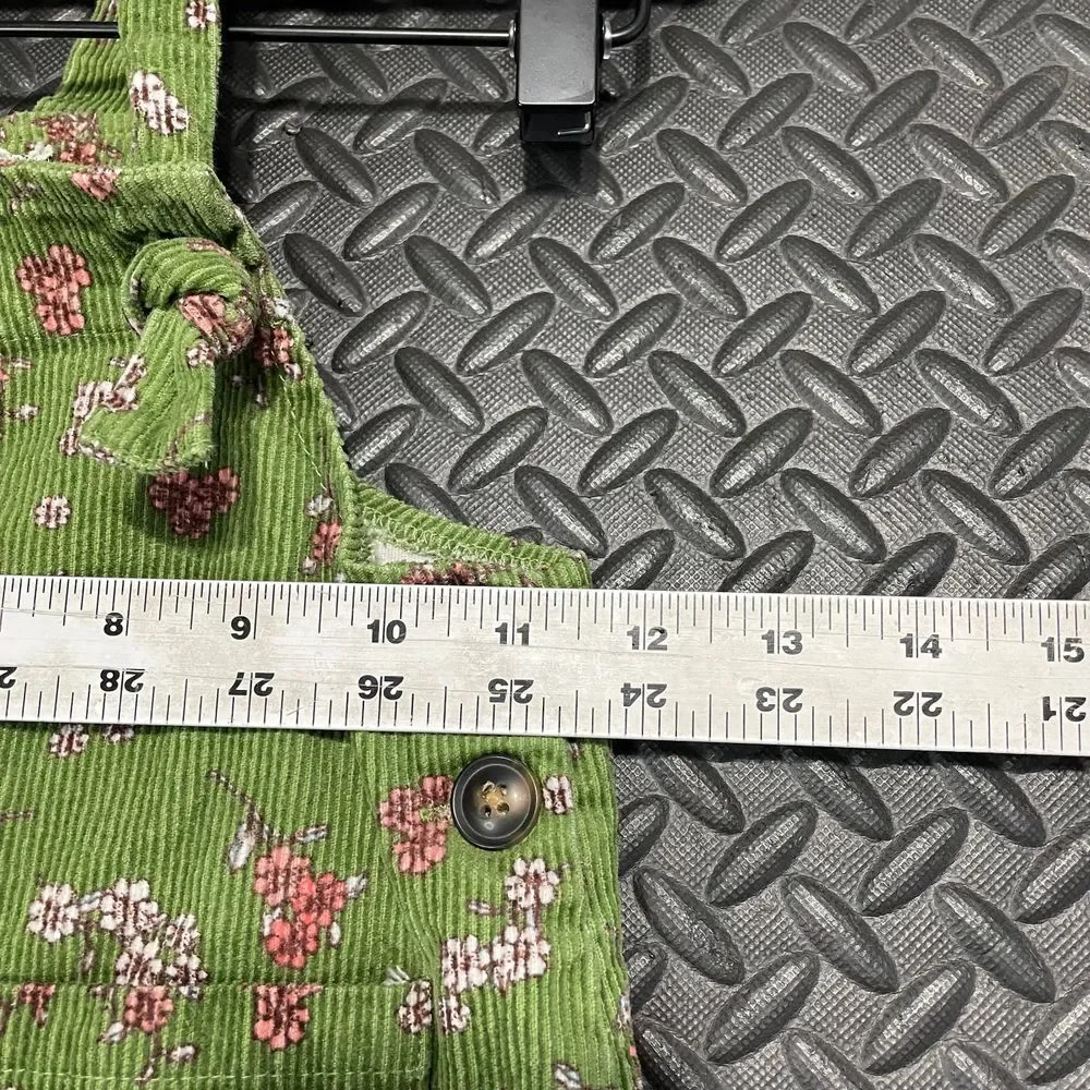 Btween Green Floral Pattern Corduroy Spring‎ Dress Girls Casual Wear Comfort 4T